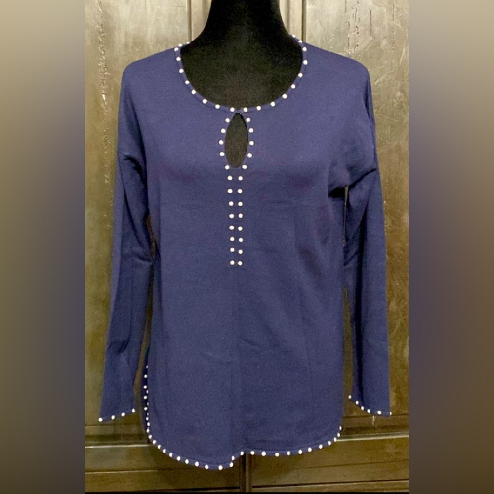 Peck&Peck blue pearl oversized sweater. medium
